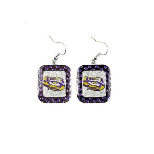LSU Tigers NCAA Polka Dot Style Dangle Earrings