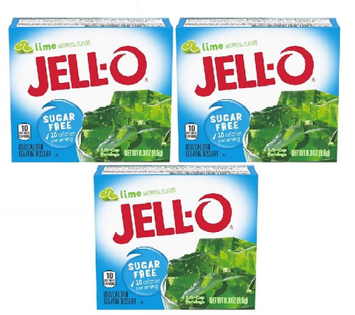Jell-O Lime Sugar Free Instant Jello Gelatin Mix 3 Pack