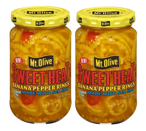 Mt. Olive Sweet Heat Banana Pepper Rings Made with Sea Salt 2 Pack
