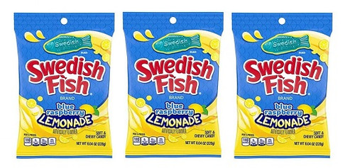 Swedish Fish Blue Raspberry Soft and Chewy Candy 3 Pack