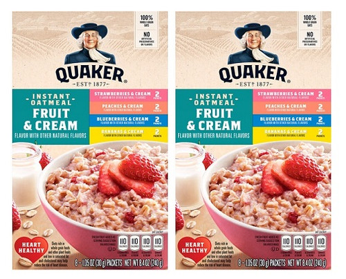 Quaker Instant Oatmeal Hot Cereal Fruit & Cream Variety Pack 2 Pack