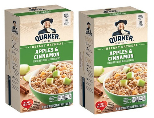 Quaker Instant Oatmeal Hot Cereal Apples & Cinnamon 2 Pack