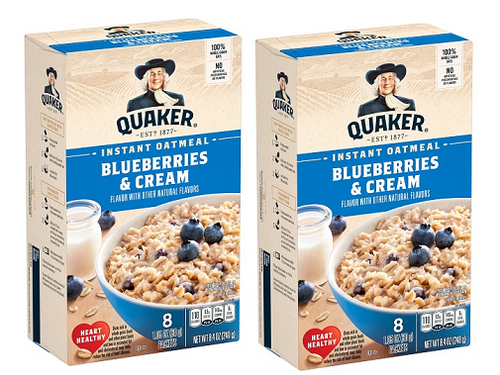 Quaker Instant Oatmeal Hot Cereal Blueberries & Cream 2 Pack