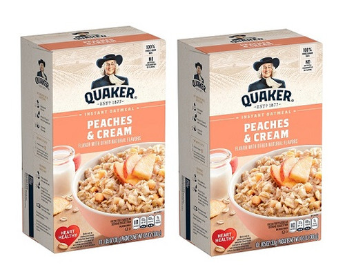 Quaker Instant Oatmeal Hot Cereal Peaches & Cream 2 Pack
