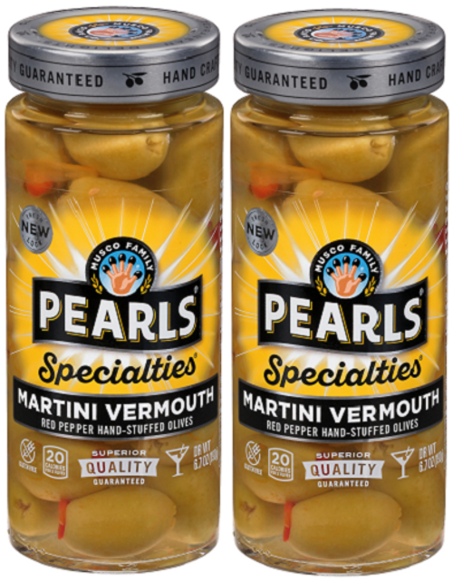Pearls Specialties Martini Vermouth Red Pepper Hand Stuffed Olives 2 Pack