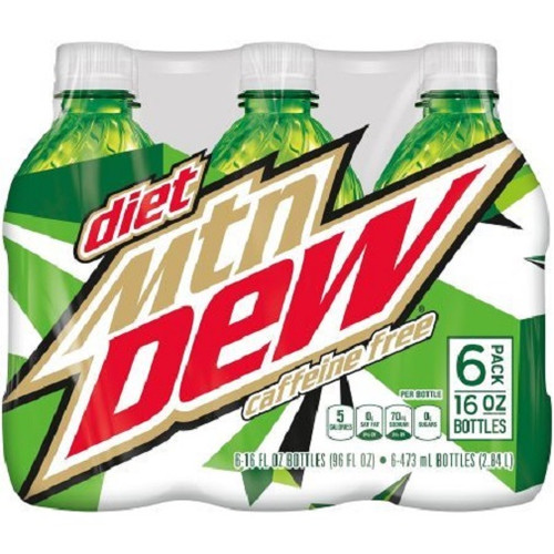 Mountain Dew Diet Caffeine Free Soda Pop 16 oz 6 Bottle Pack
