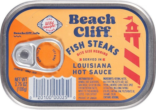 Beach Cliff Fish Steaks Bite Size Herring in Louisiana Hot Sauce