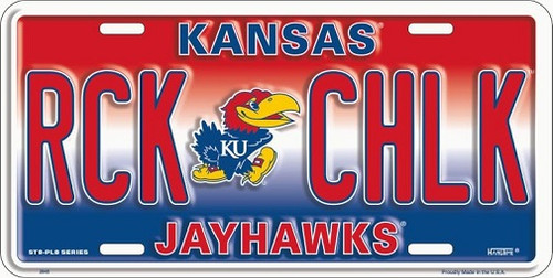 Kansas Jayhawks NCAA "RCK CHLK" License Plate