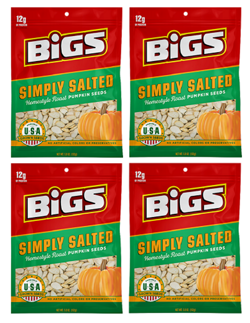 Bigs Simply Salted Homestyle Roast Pumpkin Seeds 4 Pack