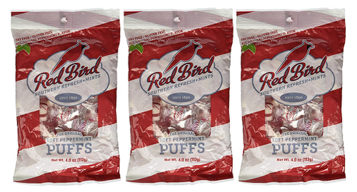 Red Bird Brand Soft Peppermint Puffs Southern Candy Fat Free Gluten Free 3 Pack