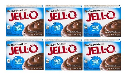 Jello Sugar Free Chocolate Instant Pudding & Pie Filling Mix 6 Pack