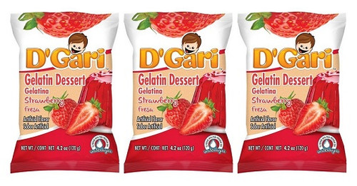 D'Gari Strawberry Gelatin Mix Fresa Gelatina 3 Pack