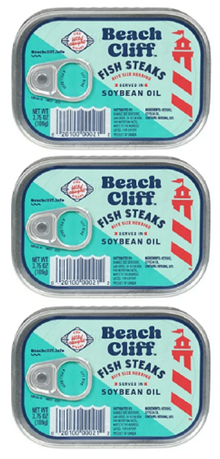 Beach Cliff Fish Steaks Bite Size Herring in Soybean Oil 3 Pack