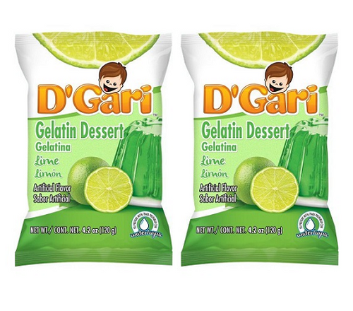 D'Gari Lime Gelatin Mix Limon Gelatina 2 Pack