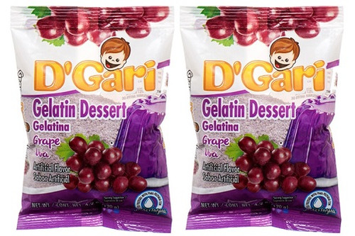 D'Gari Grape Gelatin Mix Uva Gelatina 2 Pack