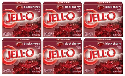 Jell-O Black Cherry Instant Jello Gelatin Mix 6 Pack