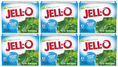 Jell-O Lime Sugar Free Instant Jello Gelatin Mix 6 Pack