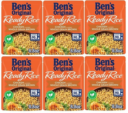 Ben's Original Ready Rice Chicken Flavored Whole Grain Brown 6 Pack
