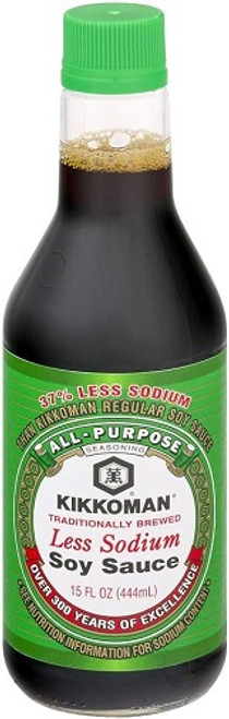 Kikkoman Less Sodium Soy Sauce 15 oz Bottle
