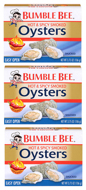 Bumble Bee Hot & Spicy Smoked Oysters 3 Pack