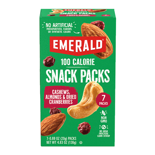 Emerald Nuts 100 Calorie Snack Packs Cashews, Almonds & Dried Cranberries