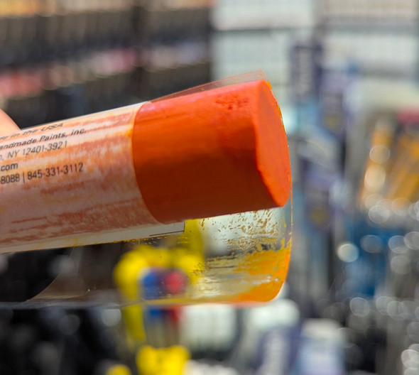 Close up of R&F Alizarin Orange 38ml