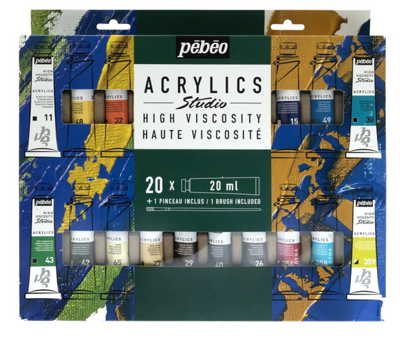 Pebeo Studio Acrylic Set of 20 x 20ml