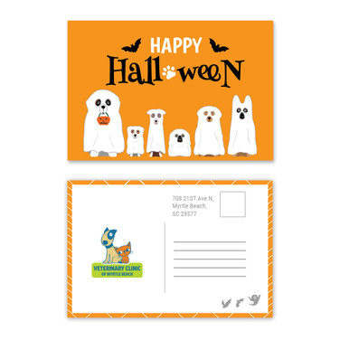 Happy Halloween Ghost Crew 4 x 6 Postcard