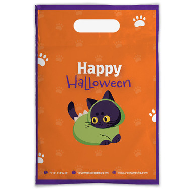 Happy Halloween  Cat B – 9" x 13" 2-Sided Plastic Supply Bag