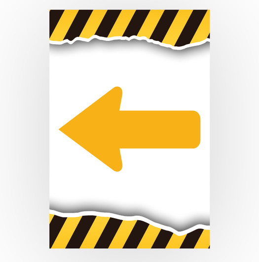 Caution Sign - This Way Left 12 x 18 Poster