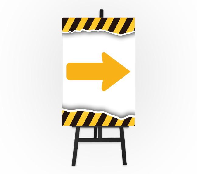 Caution Sign - This Way Right 12 x 18 Foam Board Sign