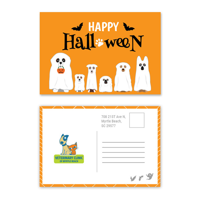 Happy Halloween Ghost Crew 4 x 6 Postcard