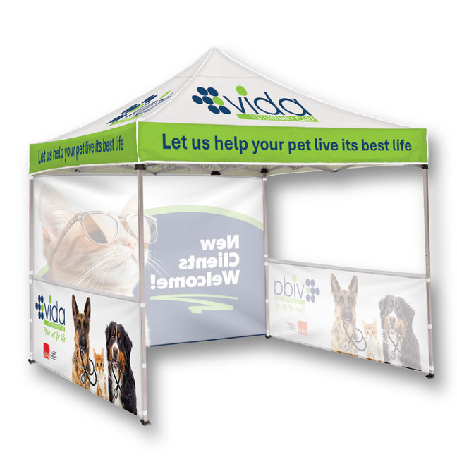 10' Square Tent W/ One Full Wall & Two Half Walls