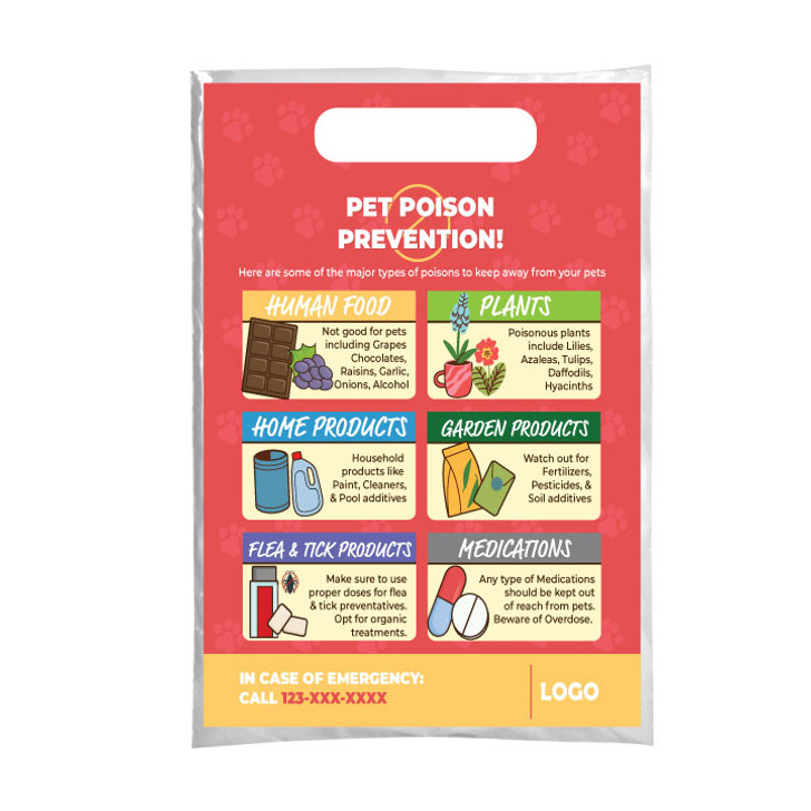 Pet Poison Prevention  9 x 13 Full Color Supply Bag – One Side