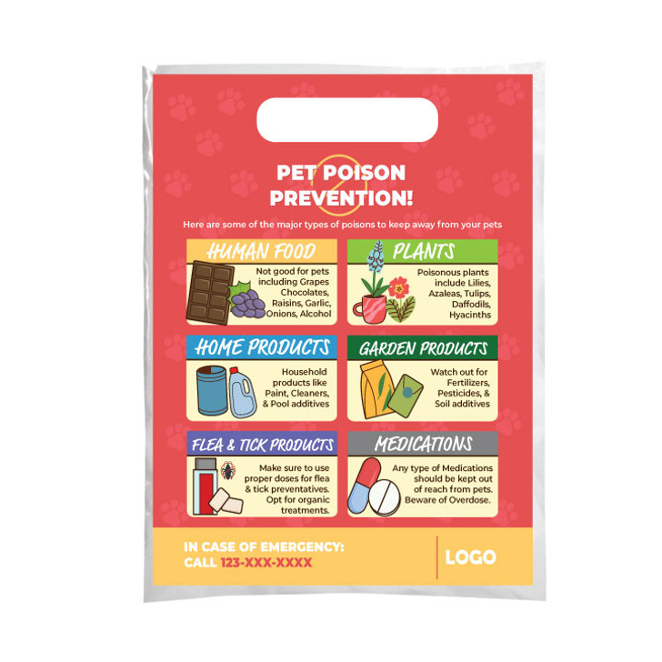 Pet Poison Prevention  7.5 x 9 Full Color Supply Bag – One Side