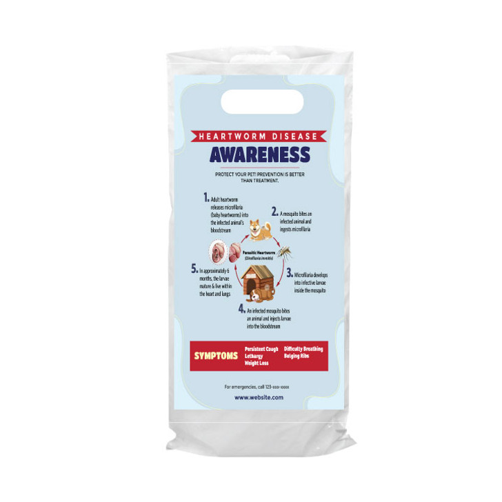 Heartworm Disease Awareness  6 x 13 Full Color Supply Bag – One Side