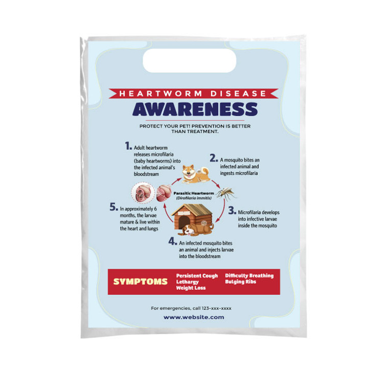 Heartworm Disease Awareness  9 x 13 Full Color Supply Bag – One Side