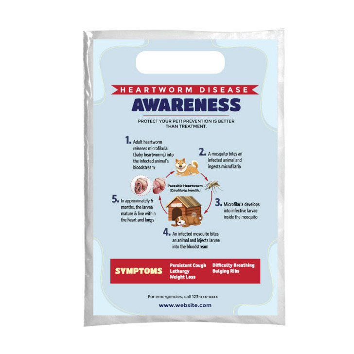 Heartworm Disease Awareness  7.5 x 9 Full Color Supply Bag – One Side