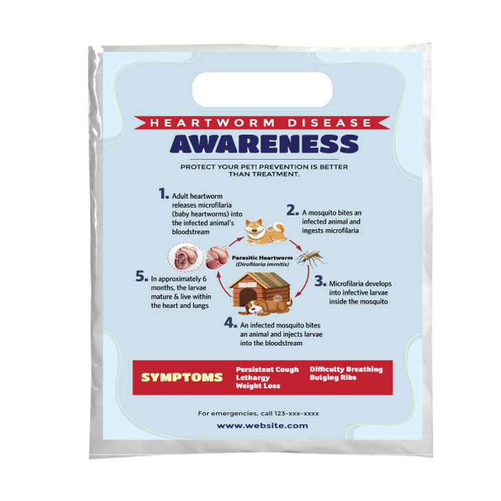 Heartworm Disease Awareness  12 x 16 Full Color Supply Bag – One Side