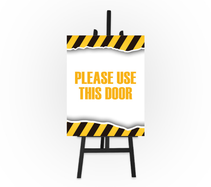 Caution Sign - Please Use This Door 8.5 x 11 Foam Board Sign