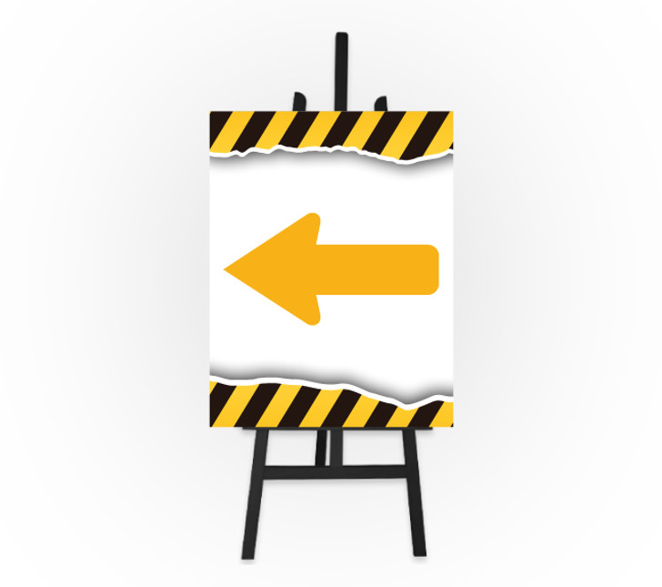 Caution Sign - This Way Left 8.5 x 11 Foam Board Sign