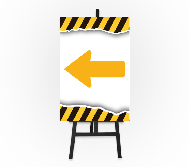 Caution Sign - This Way Left 12 x 18 Foam Board Sign