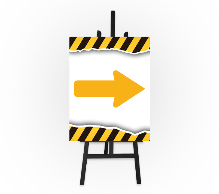 Caution Sign - This Way Right 8.5 x 11 Foam Board Sign