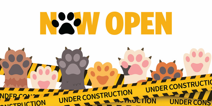 Now Open_Paws 8 x 4 Vinyl Banner