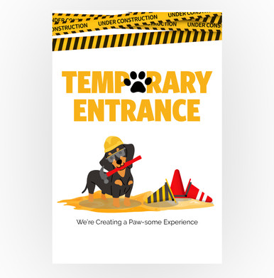 Huggy Construction Sign Construction Puppy Sign - Please Use This Door 12 x 18 Poster