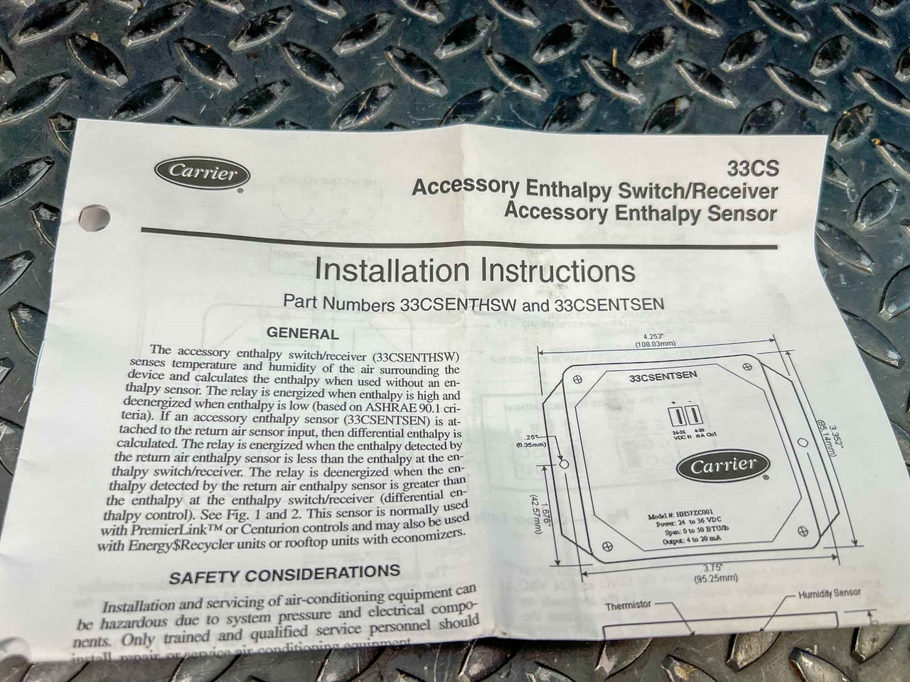 Carrier 33CSENTHSW Enthalpy Switch / Receiver HH57ZC003