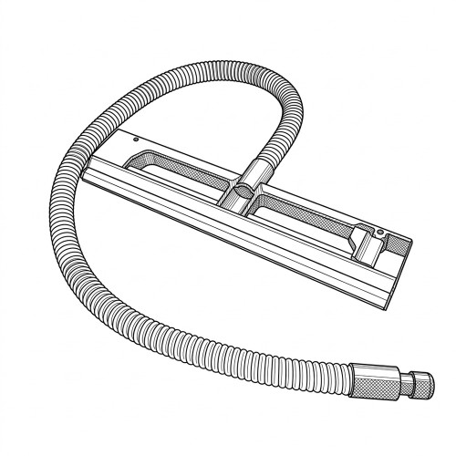 Line art illustration: Flexible corrugated fiber optic light guide with rectangular attachment and knurled port