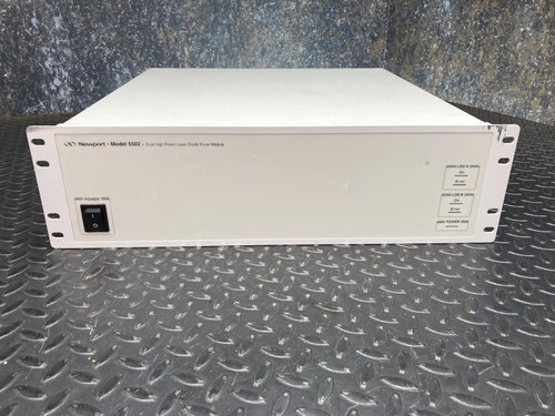 Newport Model 5502 Dual High Power Laser Diode Driver Module front panel showing light scuffs on rack ears.