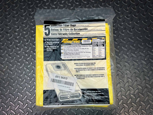 5 High Efficiency Disposable Filter Bags Shop-Vac Type H, 919-05, 5-8 Gallons Shop-Vac 90671