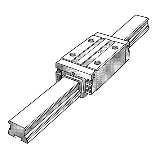 Line art illustration: Bearing block for linear motion on a rectangular guide rail